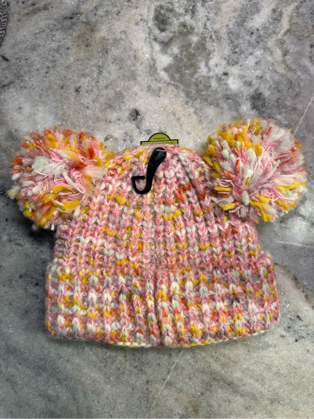 CC Kids Pink Multicolor Pom Pom Beanie